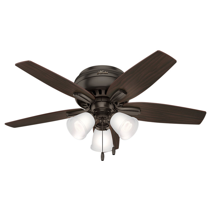 42 Newsome 5 Blade Flush Mount Ceiling Fan With Pull Chain And Light Kit Included