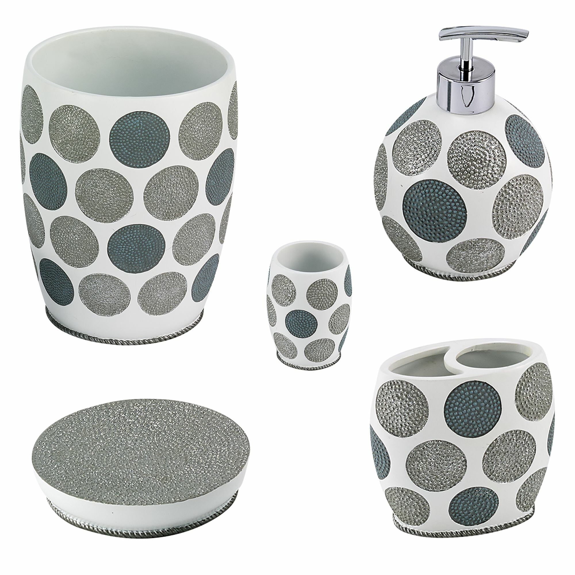 Latitude Run Seafarer Dotted Circles 5 Piece Bathroom Accessory Set Reviews Wayfair