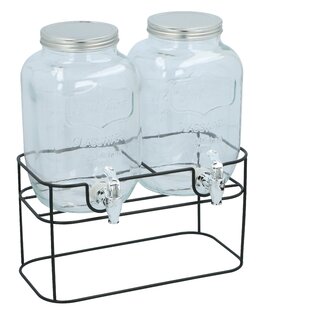 Enjoy Hochwertiger Getränkespender aus Glas mit Ständer und Zapfhahn Glasdeckel 