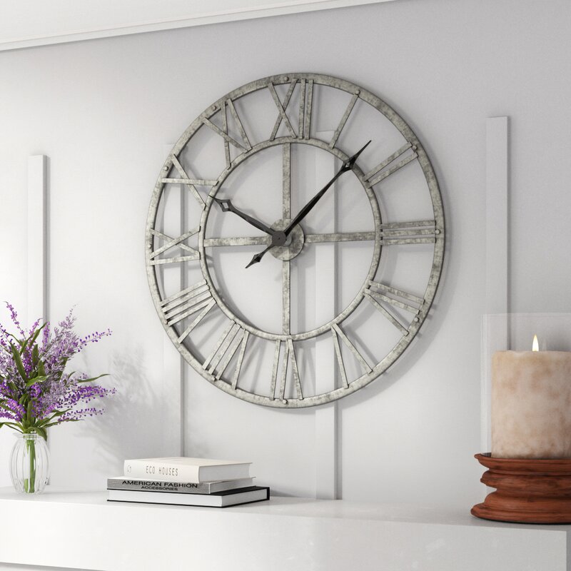 silver wall clock silent