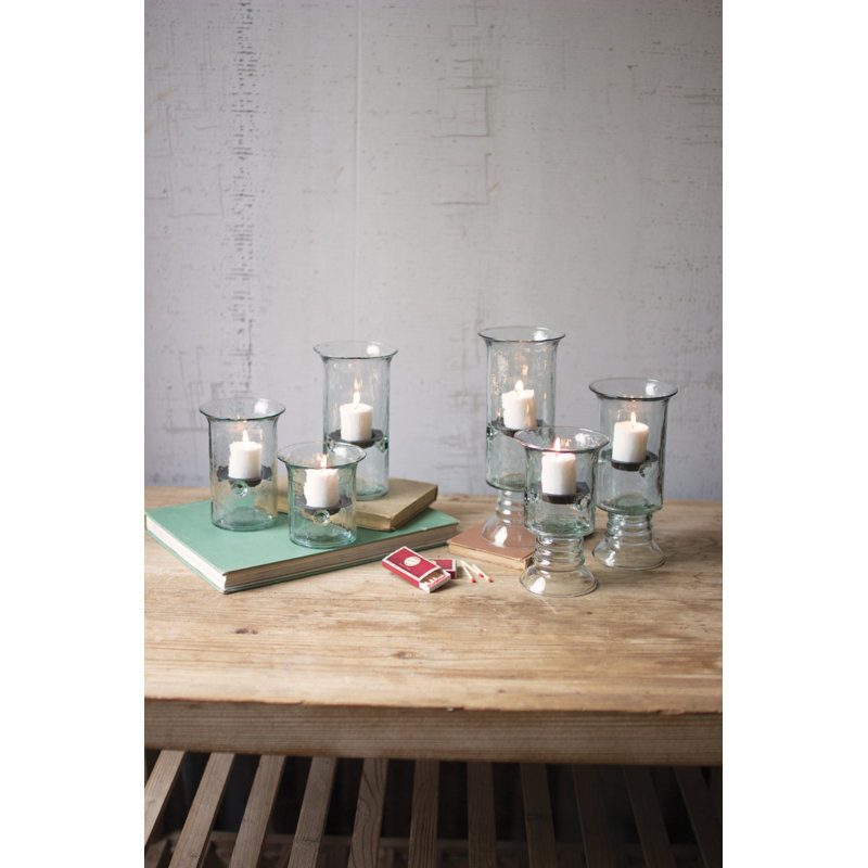 Rosecliff Heights 3 Piece Hand Blown Small Glass And Metal Votive Holder Set Reviews Wayfair