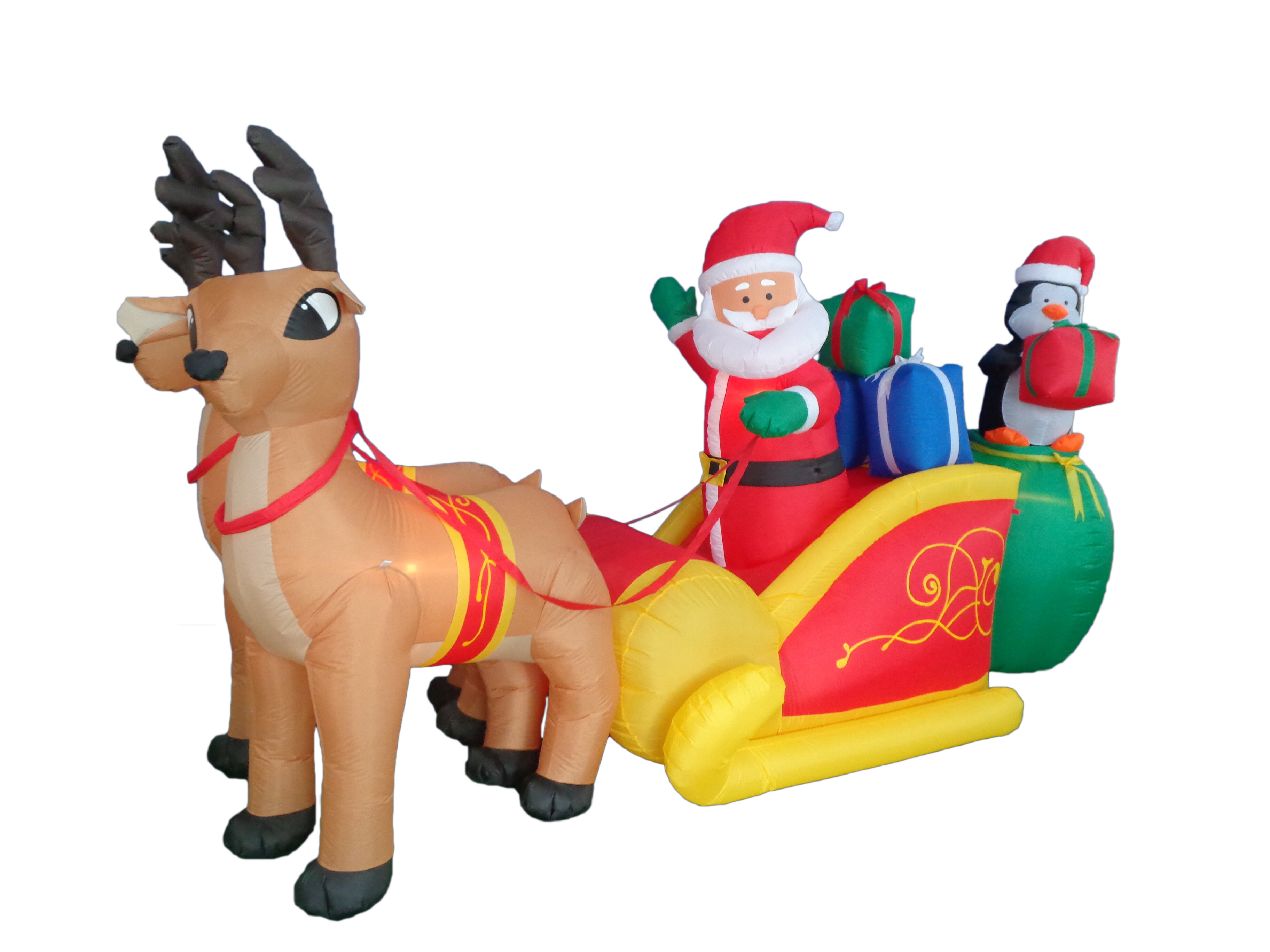 BZB Goods Christmas Inflatable Santa Claus with Reindeer Sleigh and ...