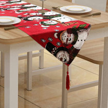 NEW Cute Snowman Christmas TABLE RUNNER 13" x 54" Quilted Scalloped 100% Cotton 