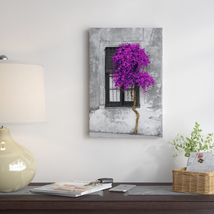 Tree In Front Of Window Purple Pop Color Pop Picture Frame Photograph Print On Canvas
