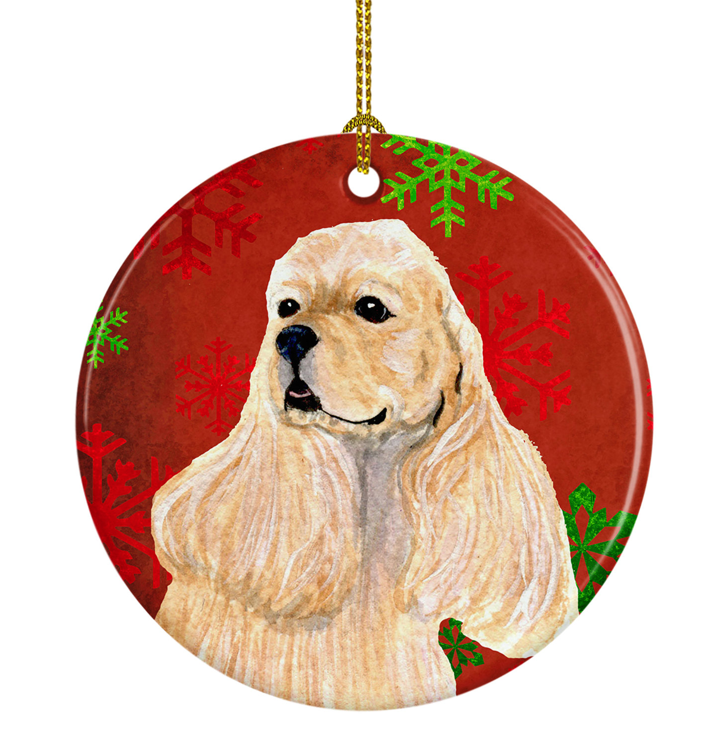The Holiday Aisle Cocker Spaniel Snowflakes Holiday Christmas Ceramic Hanging Figurine Ornament Wayfair