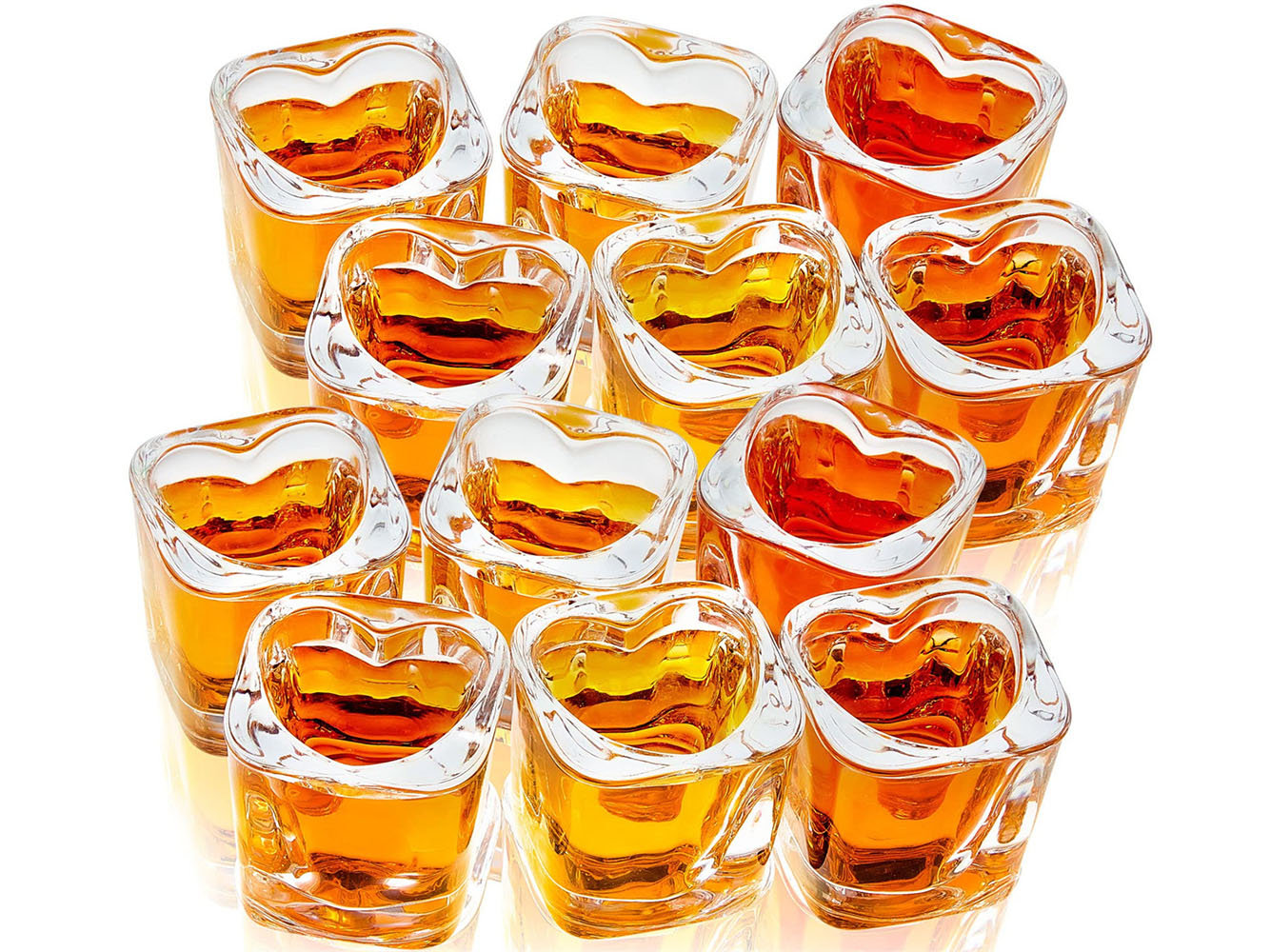 Eternal Night Valentine's Day Shot Glasses Set 1.5 Oz Hearted Shaped