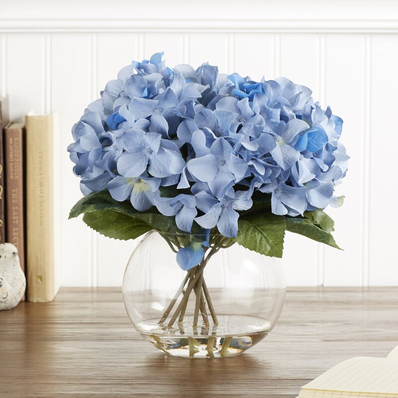 Charlton Home Faux Hydrangea Centerpiece In Vase Reviews Wayfair