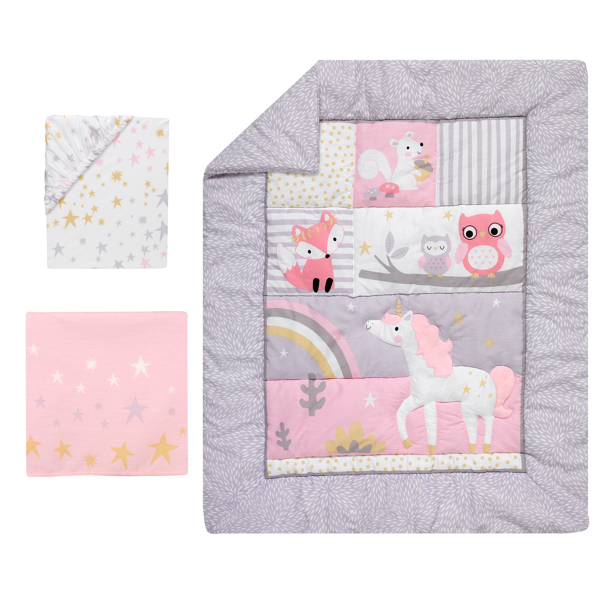 Bedtime Originals Rainbow Unicorn 3 Piece Crib Bedding Set & Reviews