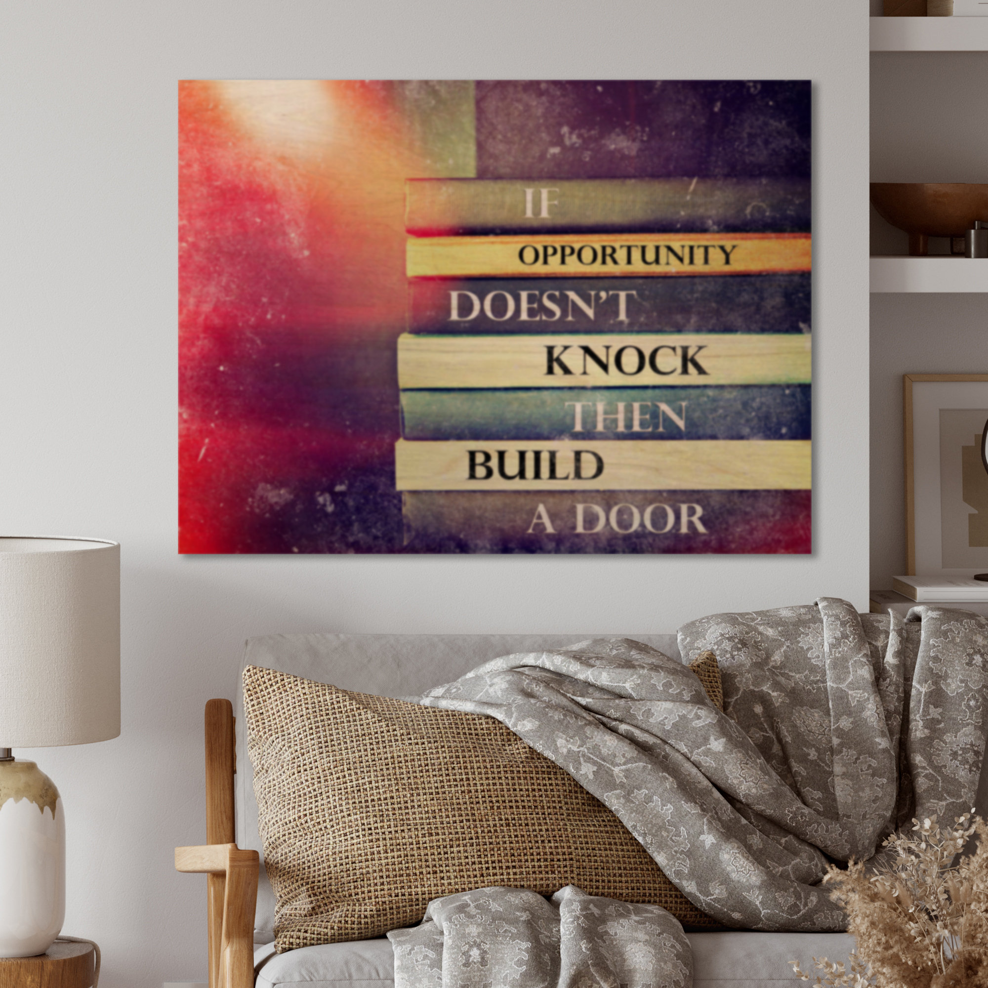 Ebern Designs If Opportunity Does Not Knock Build A Door - Unframed  Painting on Wood | Wayfair