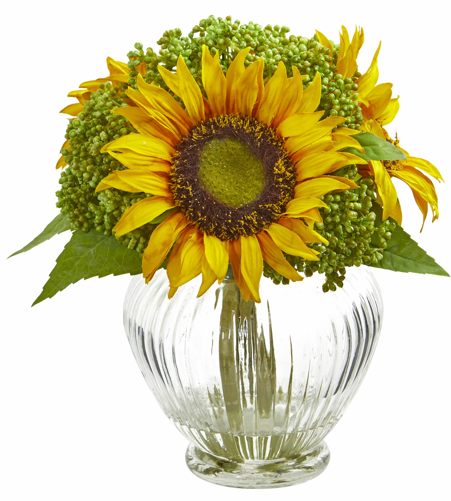 artificial sunflowers in vase