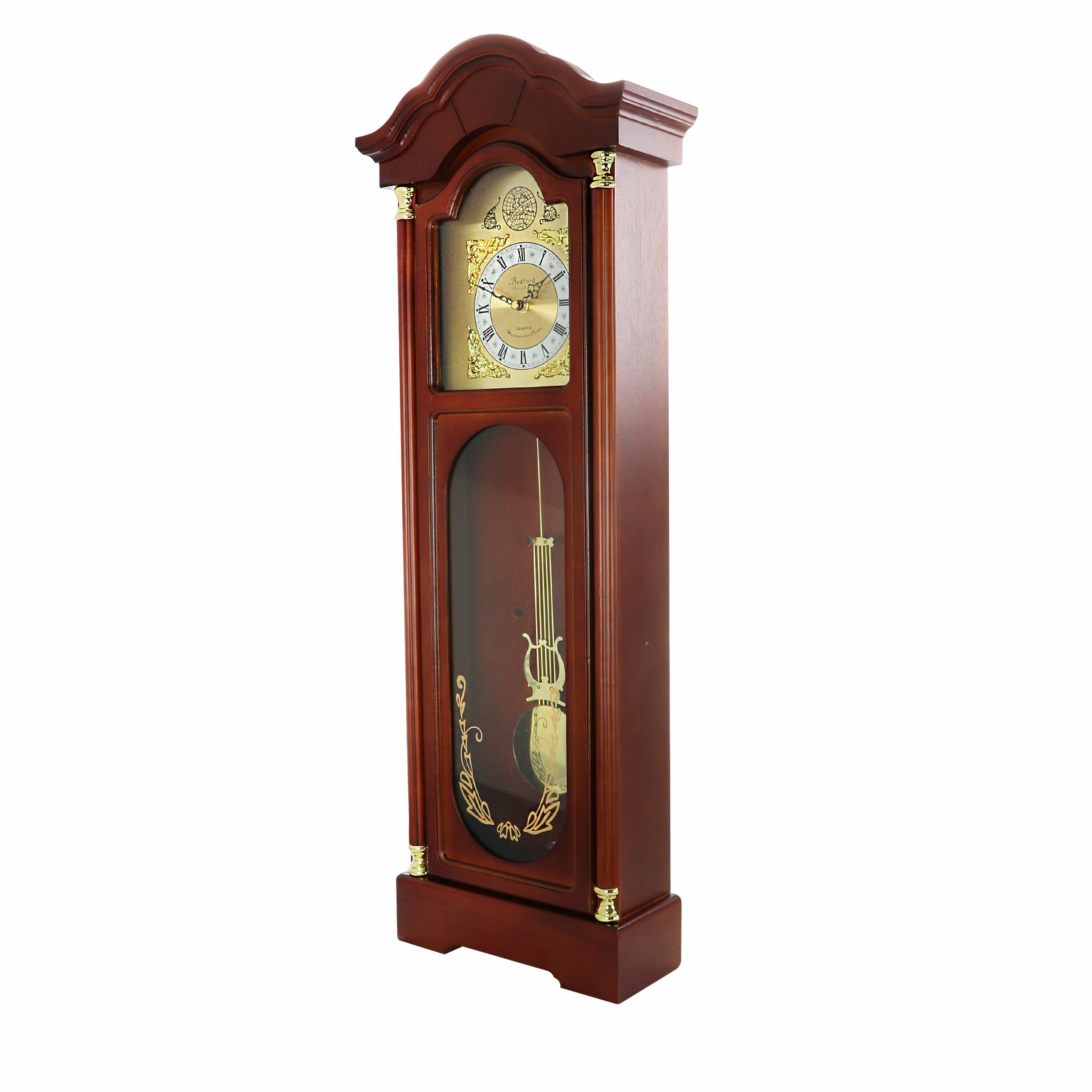 Bedford Clock Collection Classic Chiming Wall Clock with Swinging Pendulum 