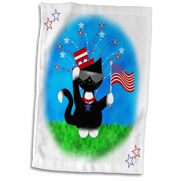 East Urban Home Irena Cute Patriotic Tuxedo Cat 4th Of July Hand