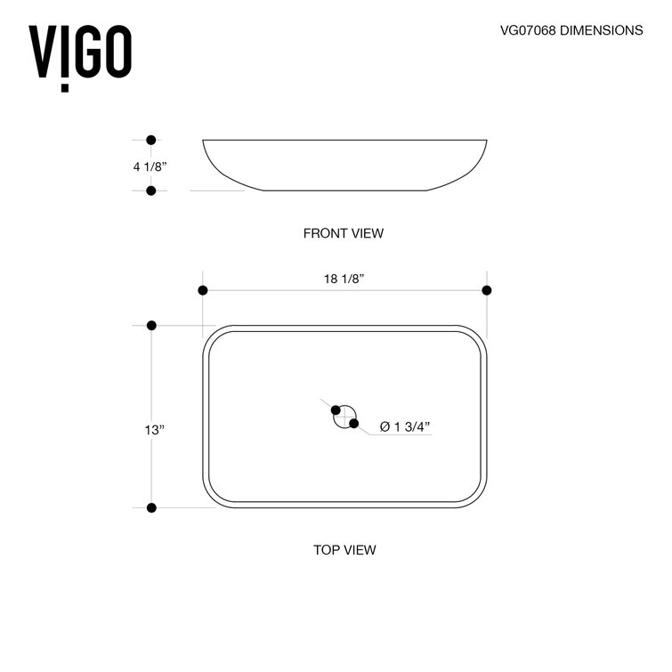 VIGO Glass Rectangular Vessel Bathroom Sink VGU3447
