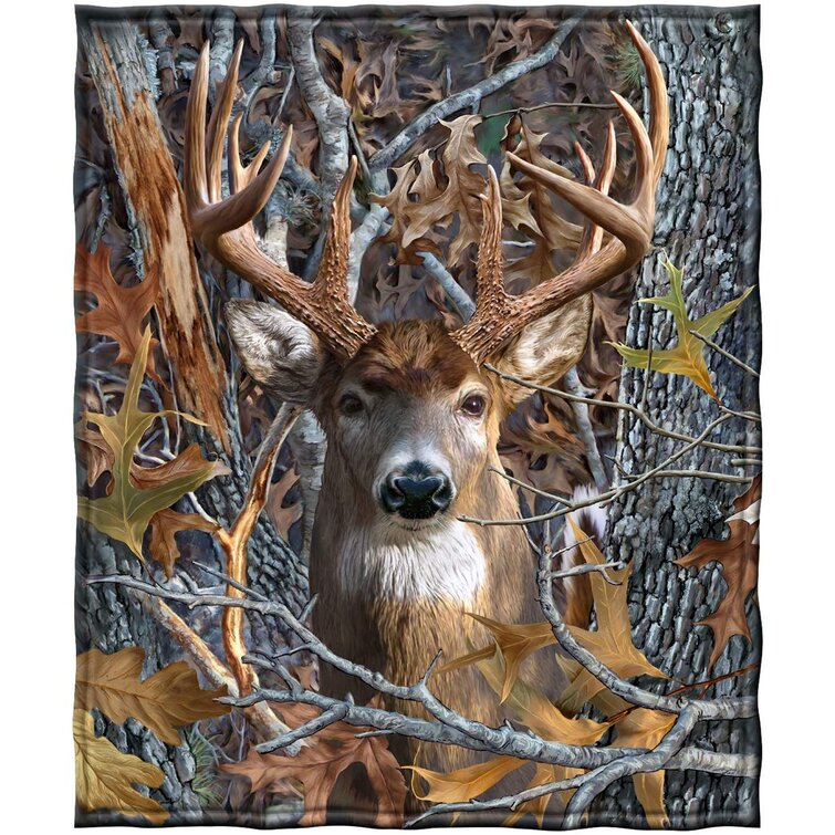 Deer in Forest Image Blanket Gift Sherpa Blanket King Queen Throw Size Comfortable Special Blanket for Animal Lover 