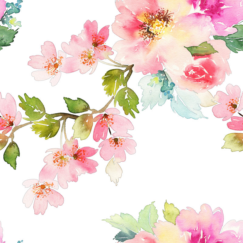 House Of Hampton Carnes Removable Nursery Spring Floral 8 33 L X 100 W Peel And Stick Wallpaper Roll Wayfair Ca