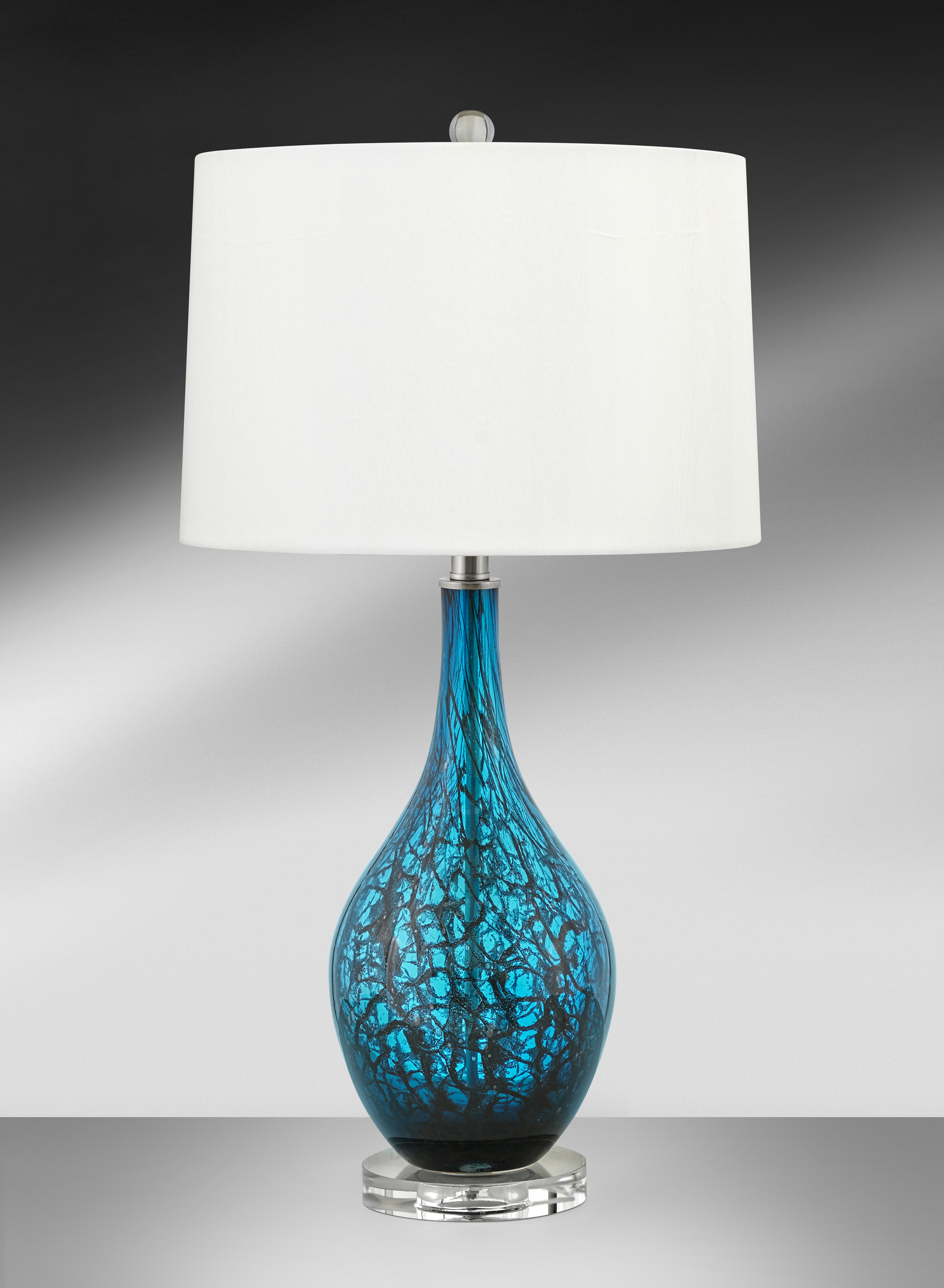 malva led floor lamp in black with seeded glass shade