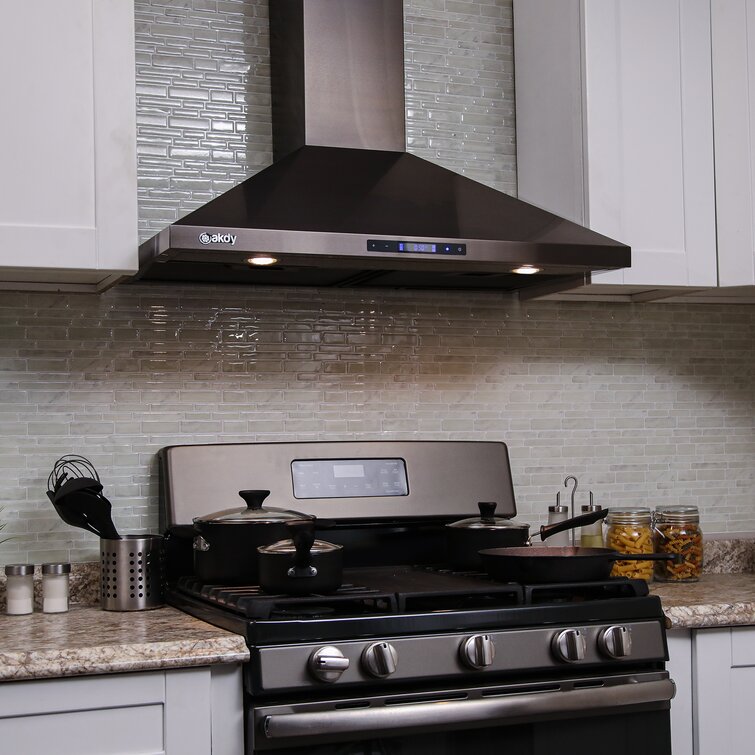 30” Under Cabinet Brushed Stainless Steel Touch Panel Kitchen Range Hood Fan 