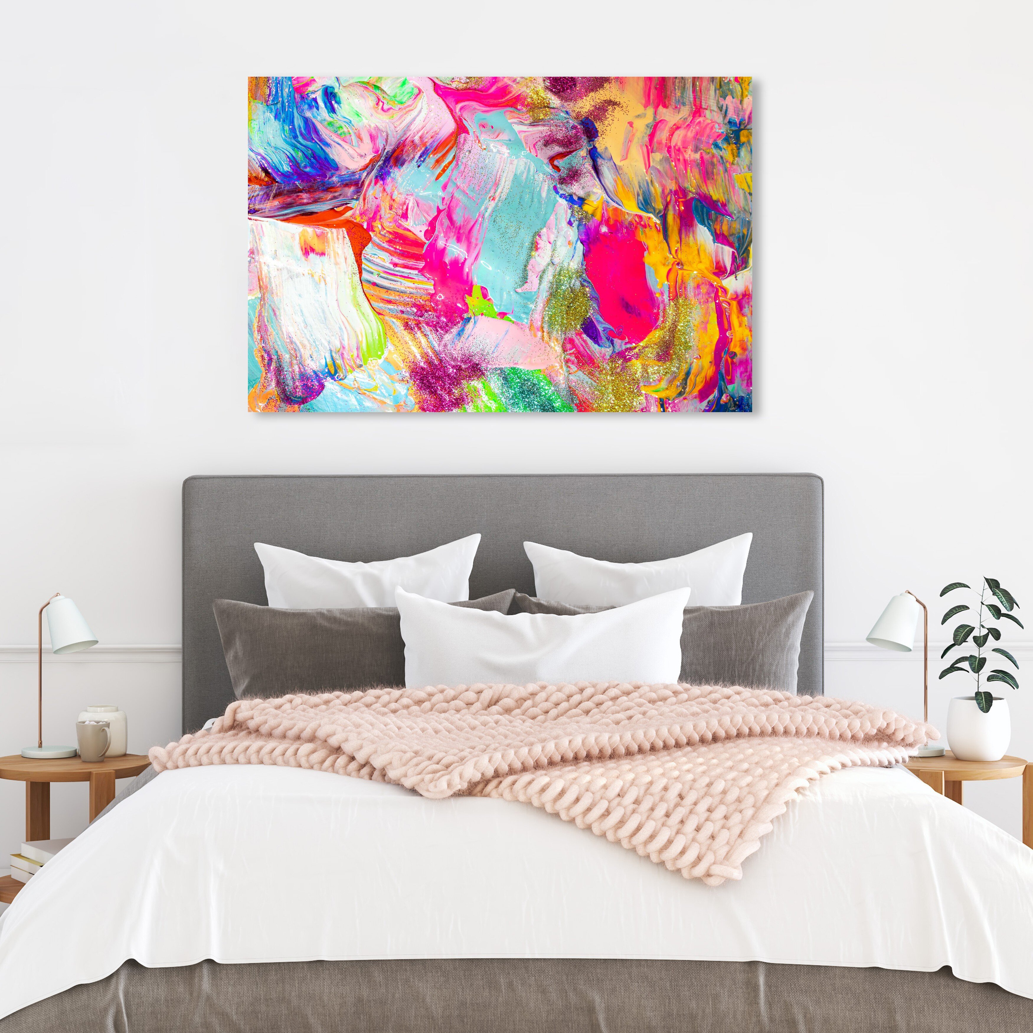 Art Remedy Abstract Bright Neon Love, Modern & Contemporary Pink by ...