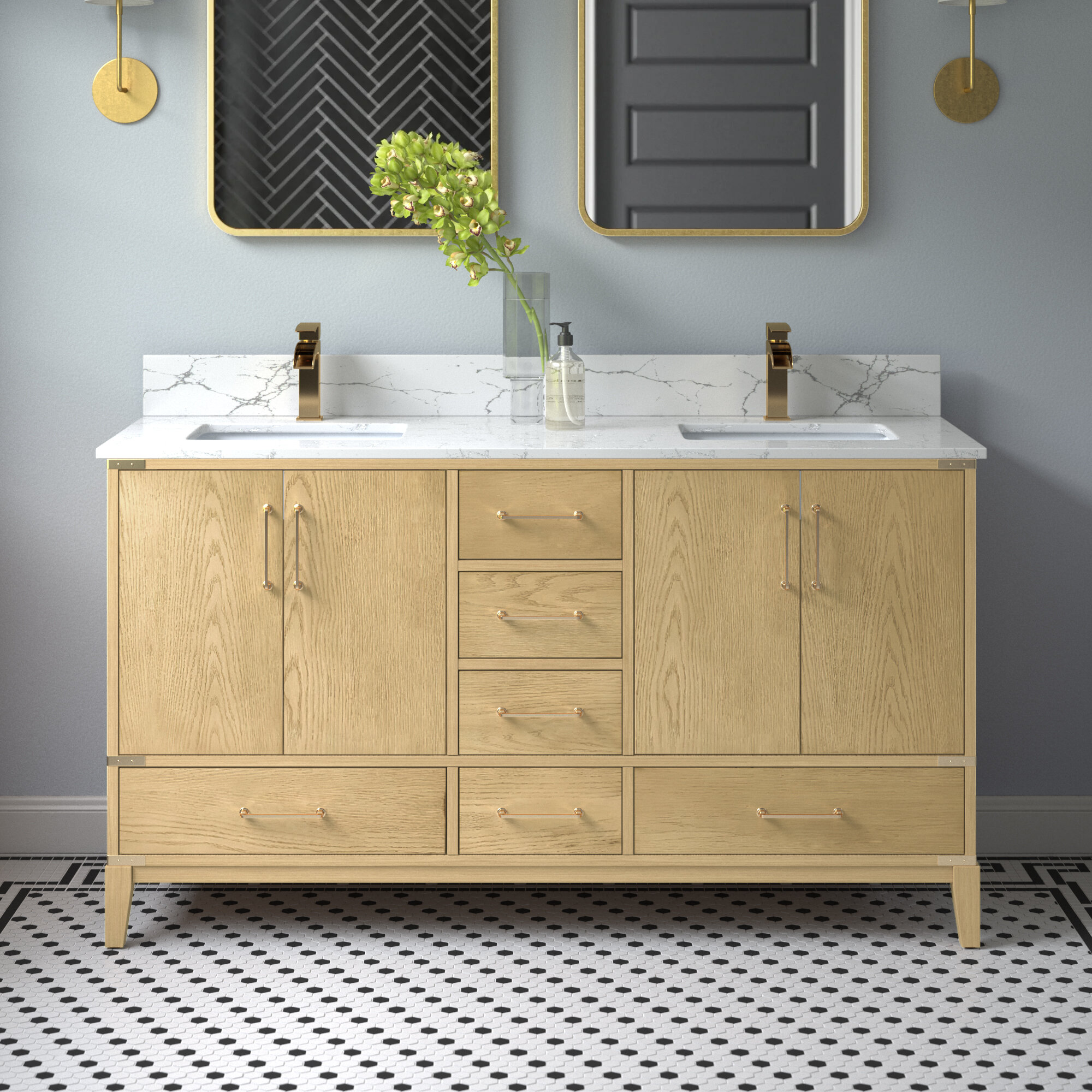 alexis bathroom vanity with stool in grey