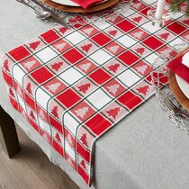 Christmas Table Flag Runner Tablecloth Red Plaid Xmas Dining Home Decor Eage FP 