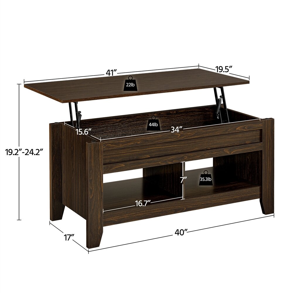 Red Barrel Studio® Aspa Lift Top Solid Coffee Table with Storage ...