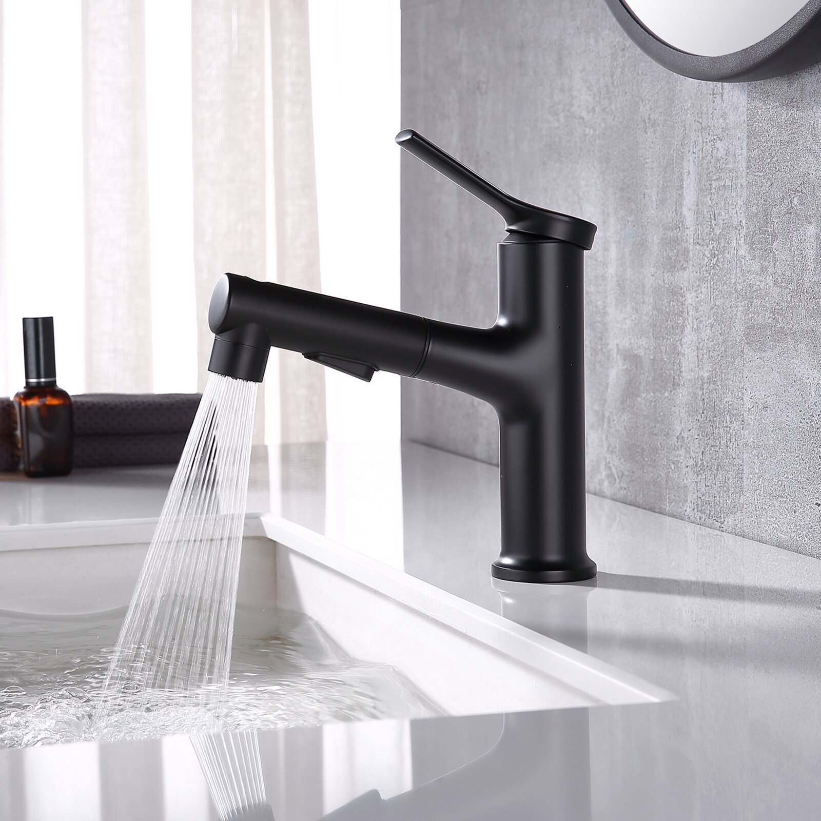 Matte Black Bathroom Faucet Single Hole Bathroom Sink Faucets One Hole Modern Brass Vanity Basin Lavatory Mixter Tap for Restroom RBROHANT RBF65007MB 