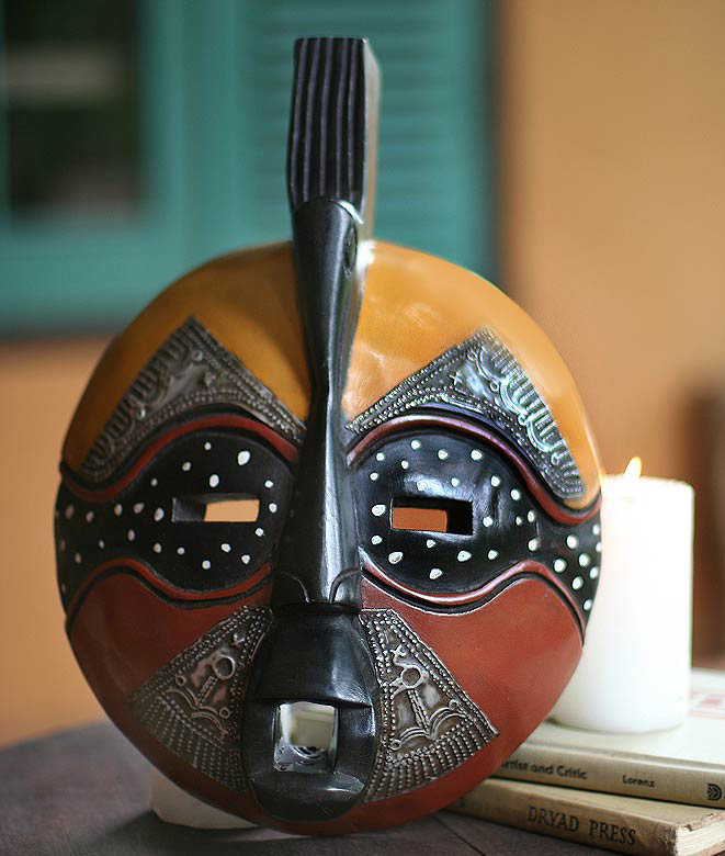 Robert Nortey Yellow Bird Hand Carved Akan Tribal Mask Wall Decor Robert Nortey Yellow Bird Hand Carved Akan Tribal Mask Wall Decor