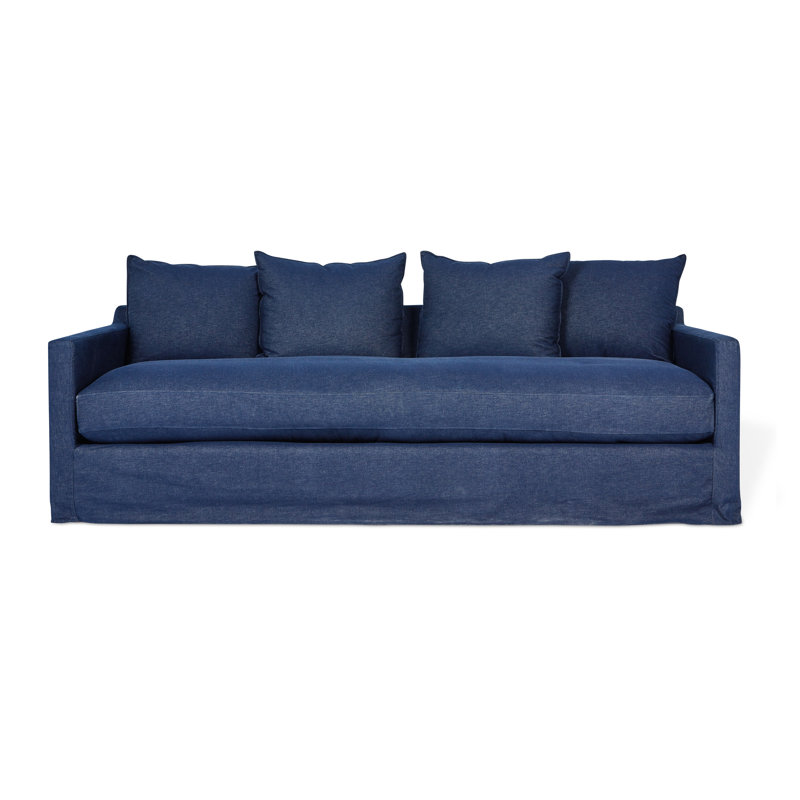 Gus Modern Carmel Washed Denim Box Cushion Sofa Slipcover Wayfair Gus Modern Carmel Washed Denim Box