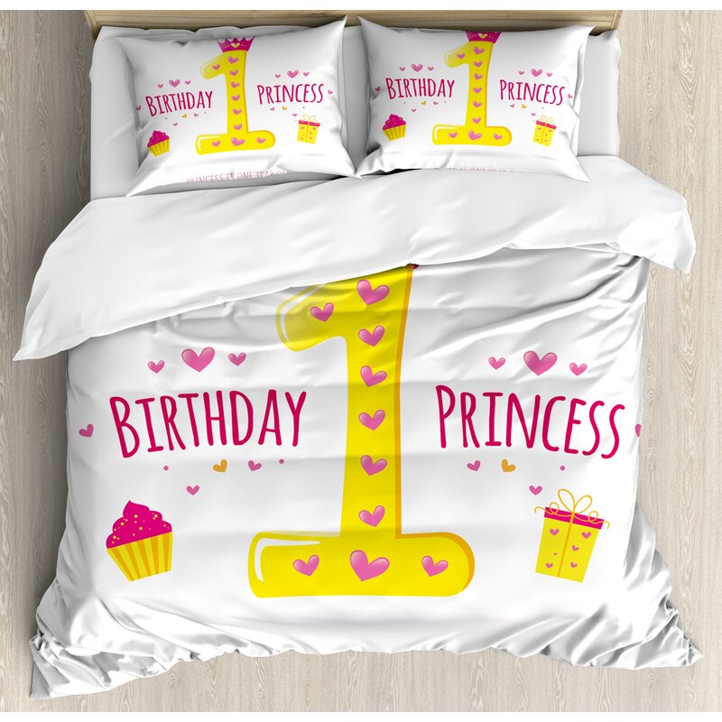 Ambesonne 1st Birthday Decorations Quote Design Princess Girl Theme