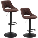 Basham Swivel Adjustable Height Bar Stool (Set of 2) by Williston Forge