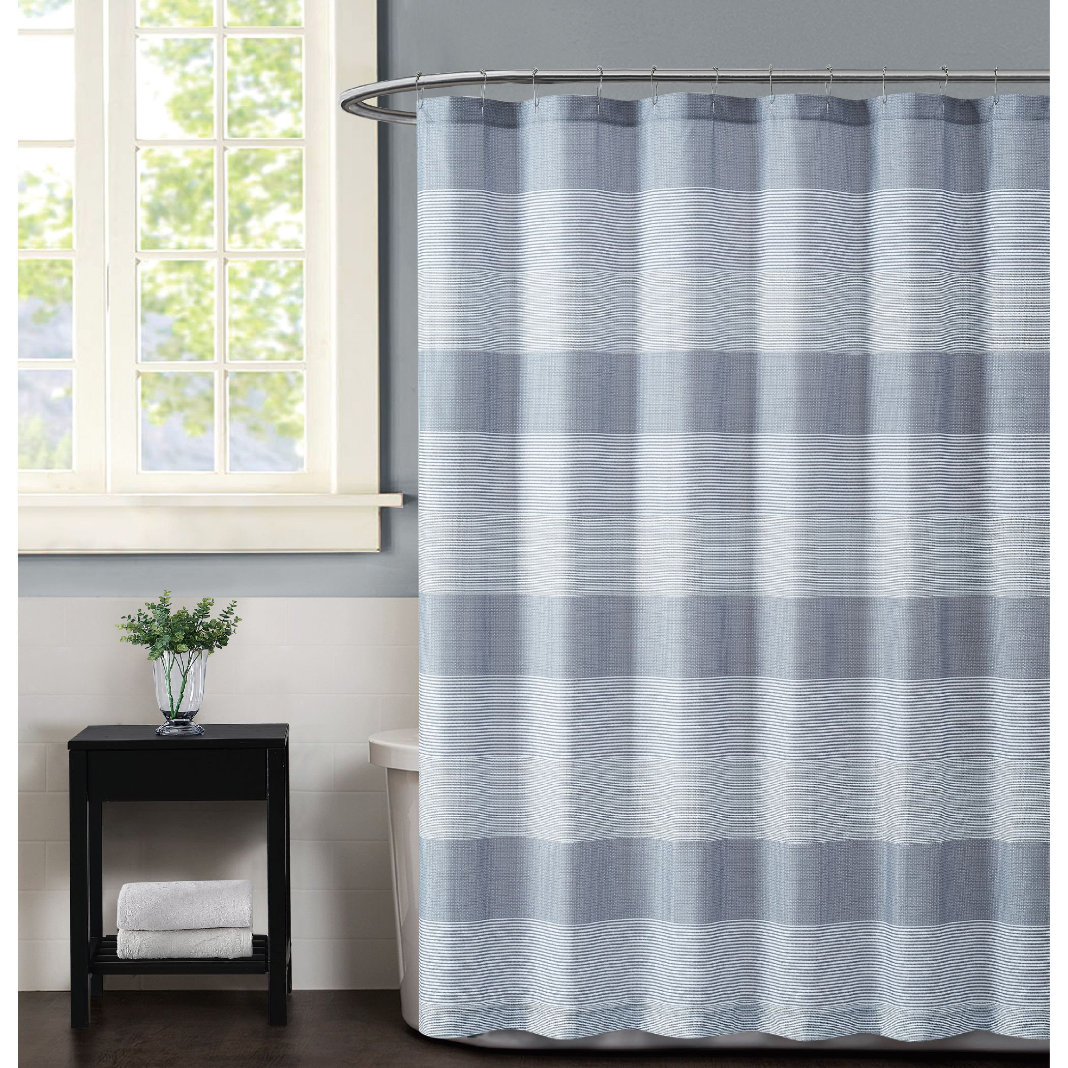 Truly Soft Grey Multi Stripe Shower Curtain Wayfair