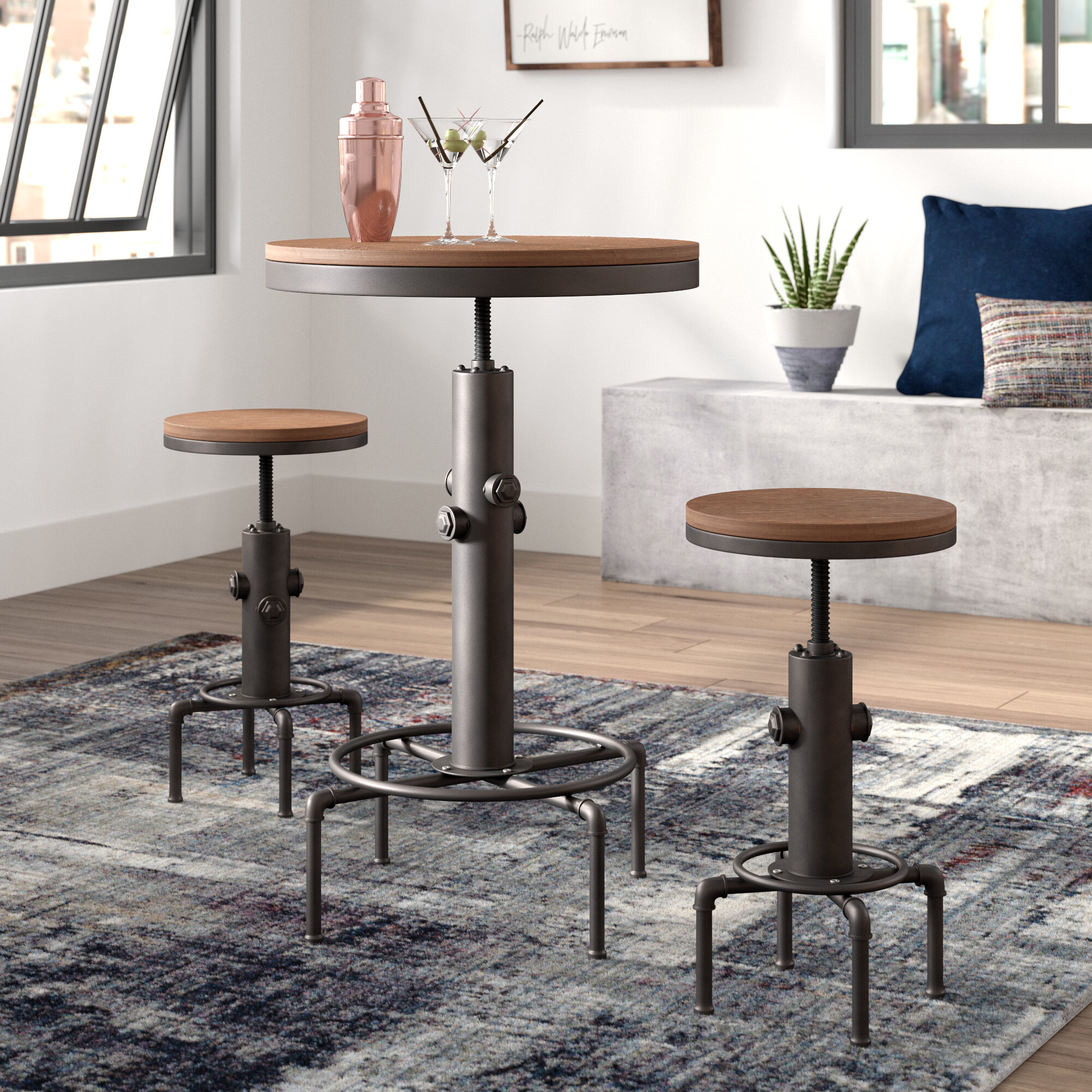 adjustable pub table and stools