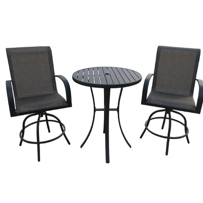 Stjohn 3 Piece Bar Height Swivel Chair Set With Metal Slat Table