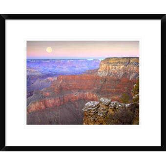 Global Gallery Full Moon Over The Grand Canyon At Sunset As Seen From Pima Point Grand Canyon National Park Arizona By Tim Fitzharris Framed Photographic Print Wayfair