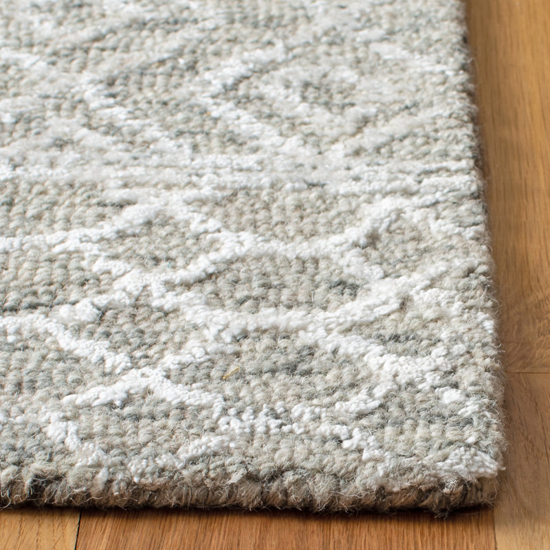 Union Rustic Percy Geometric Handmade Tufted Wool Cotton Gray Area Rug Wayfair