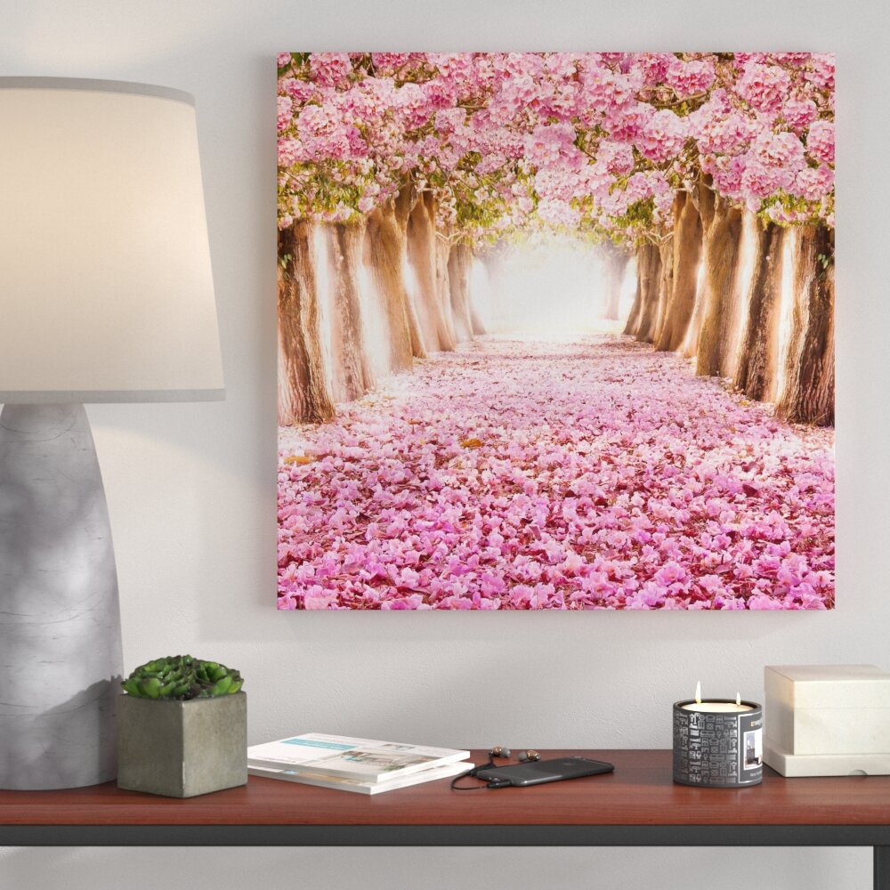 Leinwandbild 120x80cm auf Keilrahmen Baum,roßa,blühen,Spaziergang,Frühling,pink