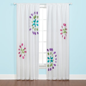 Starburst Geometric Semi-Sheer Rod Pocket Single Curtain Panel