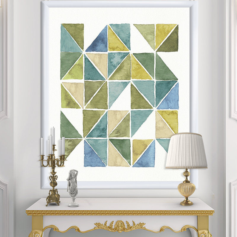 East Urban Home Geometric Green Triangle I Painting Print On