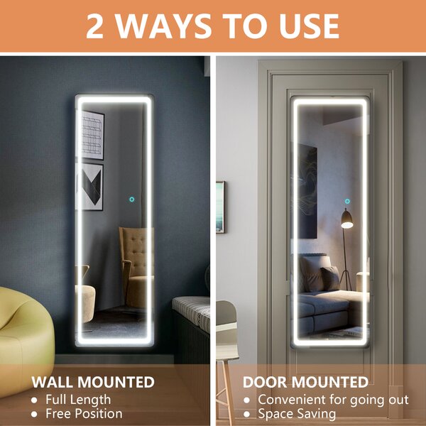 Orren Ellis Benner Rectangle LED Metal Wall Mirror & Reviews | Wayfair