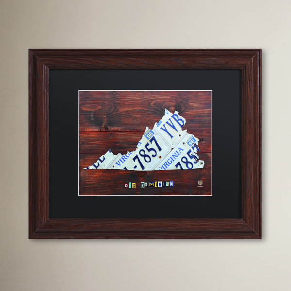 Latitude Run Virginia License Plate Map By Design Turnpike Framed