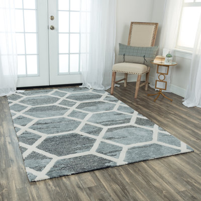Geometric Handmade Tufted Gray Area Rug