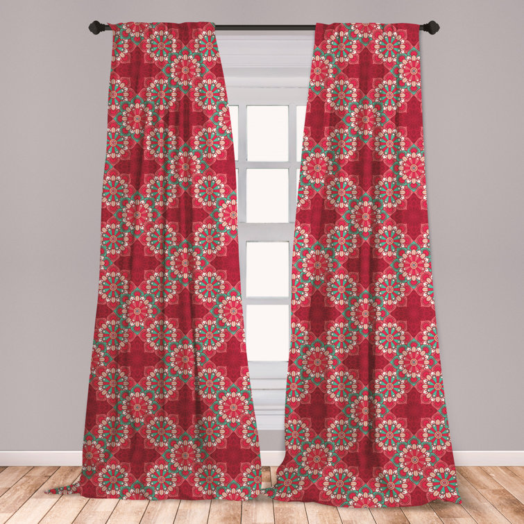 East Urban Home Ambesonne Mandala Curtains Round Fl Motifs In Vibrant Colors Paisley Inspired Folkloric Ornament Window Treatments 2 Panel Set For Living Room Bedroom Decor 56 X 63 Pink Seafoam Peach Wayfair East Urban Home Ambesonne Mandala