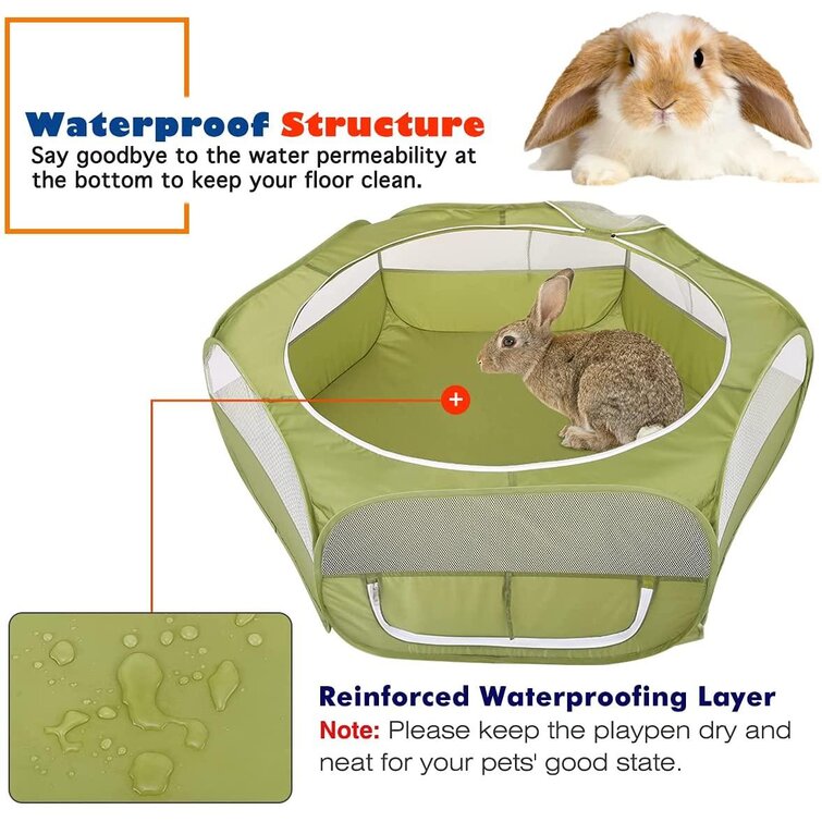 Chinchillas and Hedgehogs Small Animals Pet Playpen,Breathable Transparent Exercise Fence Outdoor Indoor Pet Cage Tent Pop Open Portable Folding Yard Fence for Guinea Pig,Hamster,Rabbits