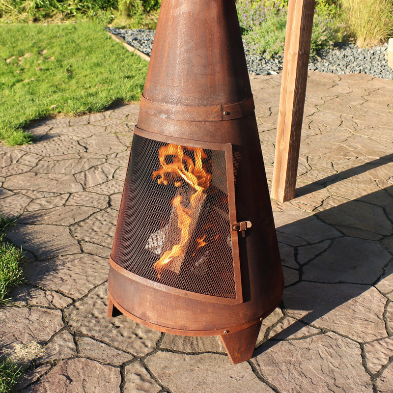 17 Stories Waldron Outdoor Backyard Steel Wood Burning Chiminea