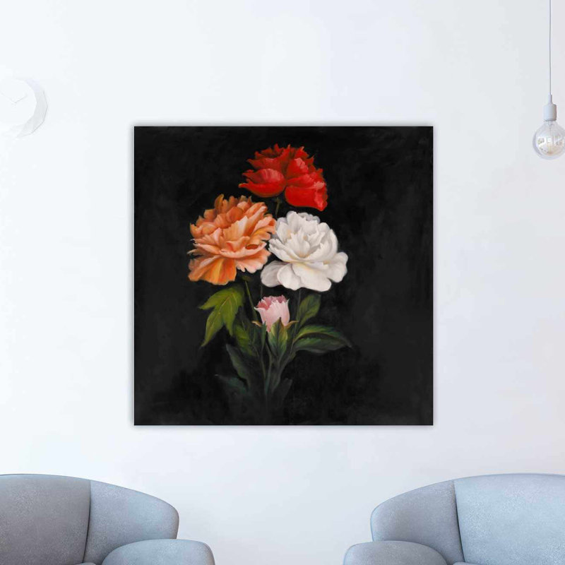 Charlton Home Beautiful Rose Flowers Oil Painting Print On