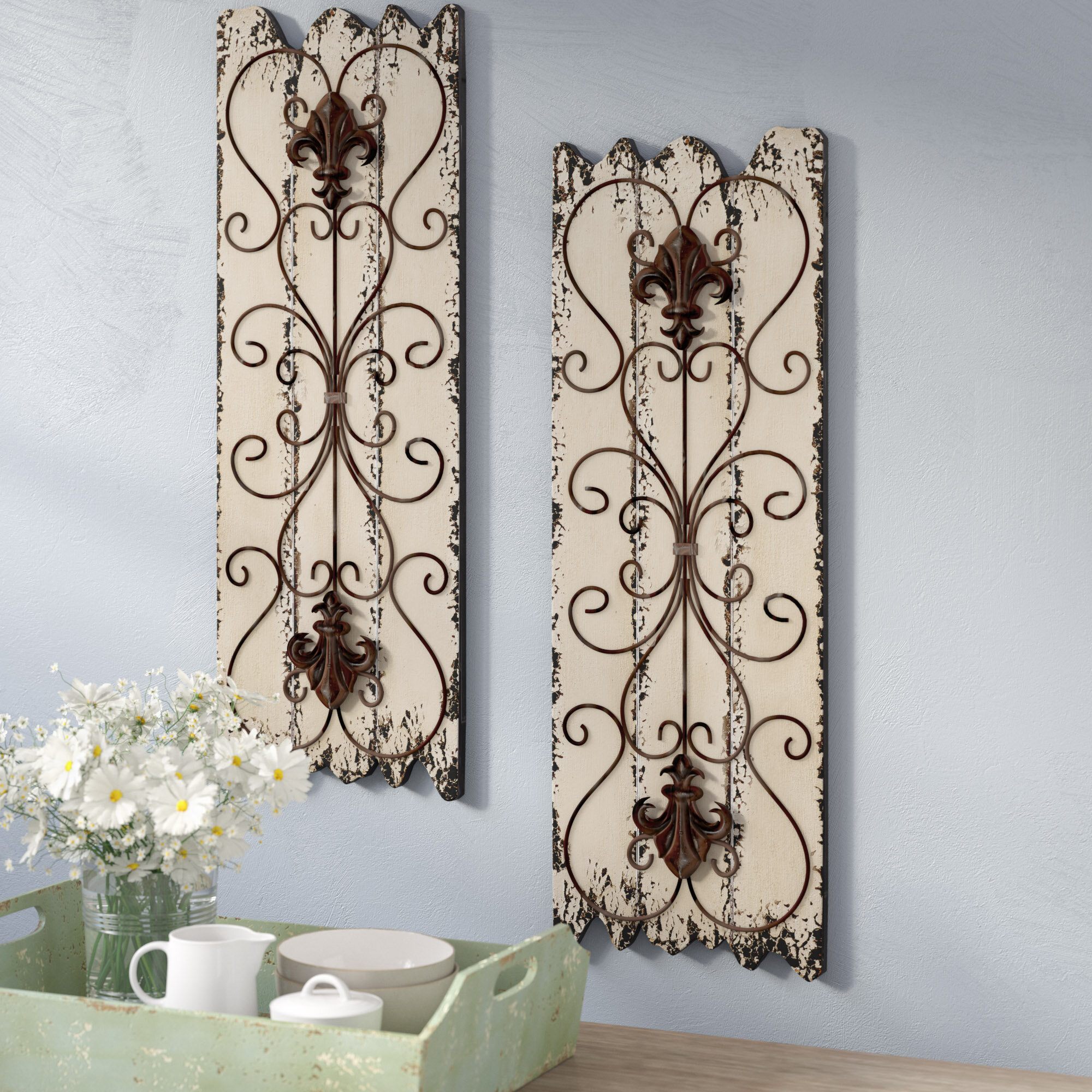 Ophelia & Co Floral Metal Wall Décor Set of 2 