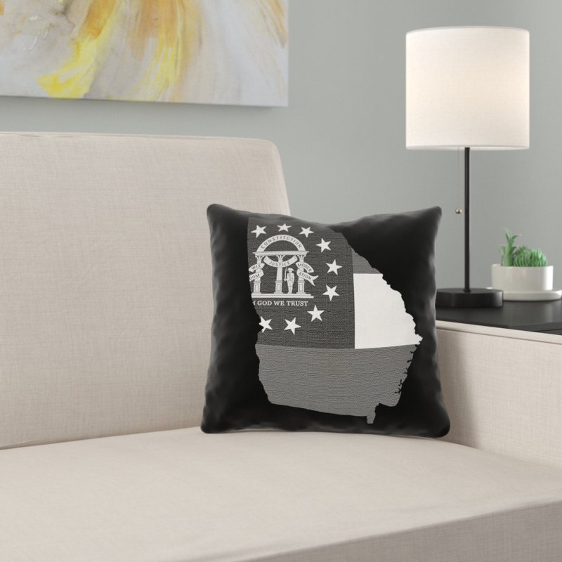East Urban Home Brumit Georgia Flag Pillow In Faux Suede Double Sided Print Throw Pillow Wayfair