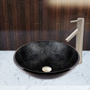 Gray Onyx Glass Circular Vessel Bathroom Sink