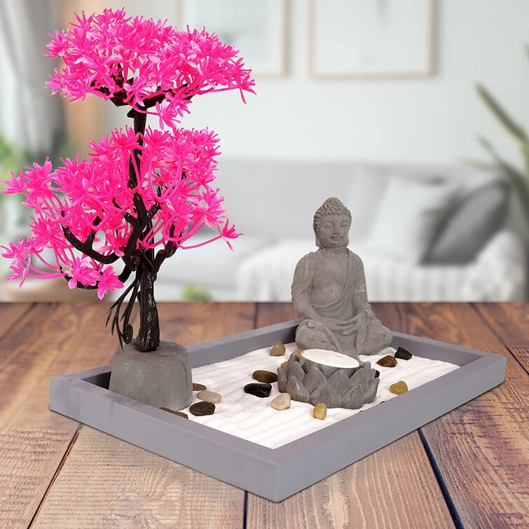 Square zen meditation garden incense holder tealight Buddha relaxing present gif 