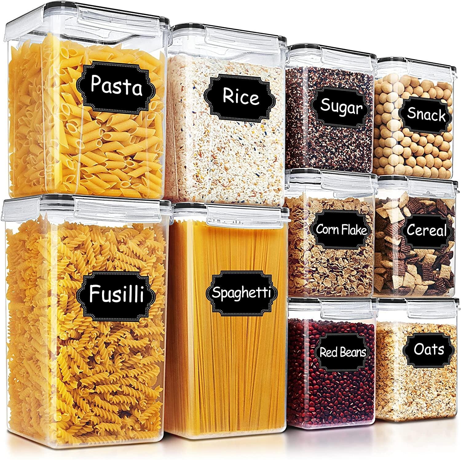 Prep & Savour Airtight Food Storage Containers - Blingco Large Cereal & Dry Food Storage Containers 10 PCS, Kitchen & Pantry Organization Canisters With Lids - BPA Free For Flour, Sugar, Baking